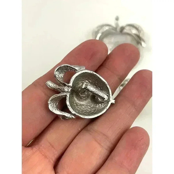 VTG Sarah Coventry Apple Brooch & Matching Earrings Silver Toned Adam's Delight - Picture 4 of 10